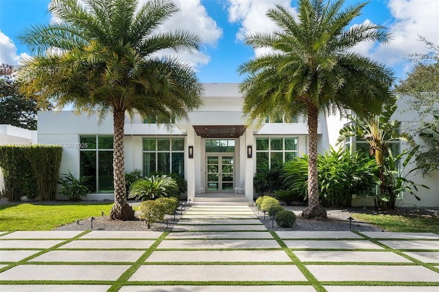 property entrance with french doors