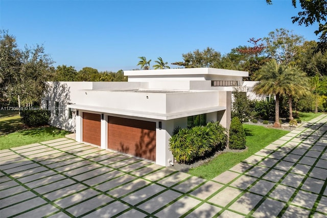 exterior space featuring a garage