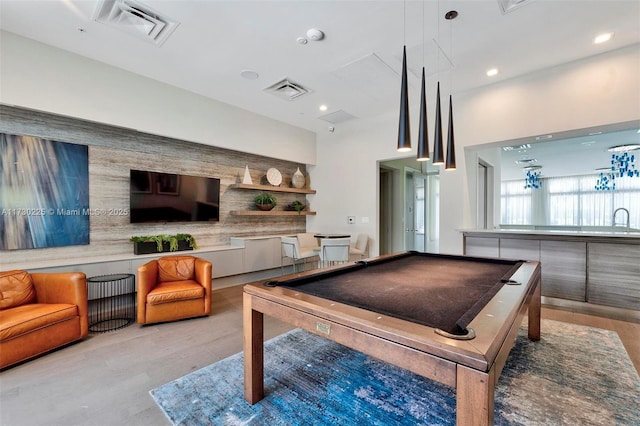 game room featuring sink and billiards