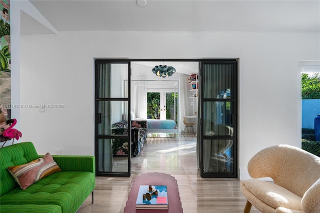 living room with french doors