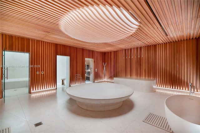 view of sauna with tile patterned flooring