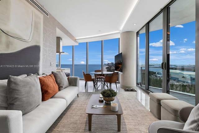 living room featuring expansive windows