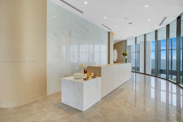 reception area featuring a water view