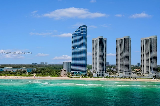 exterior space featuring a view of the beach