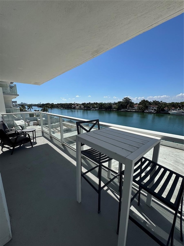 balcony with a water view