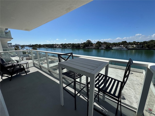 balcony with a water view