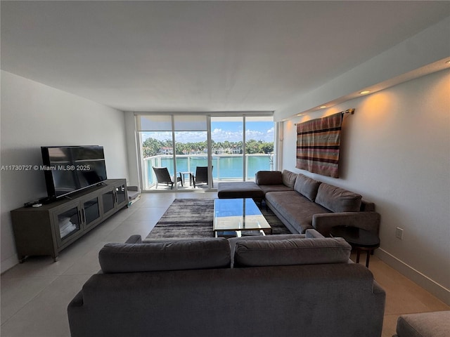 living room with expansive windows