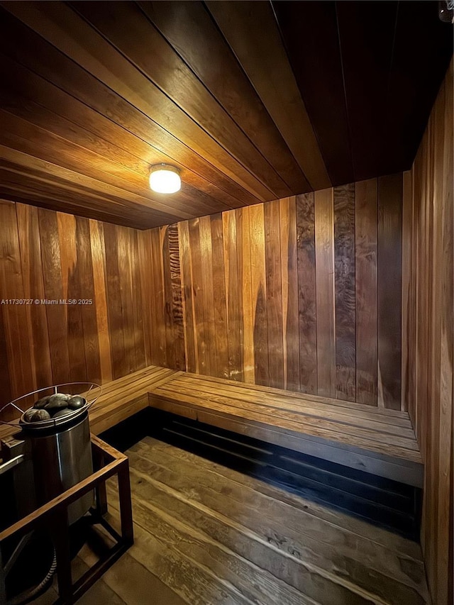 view of sauna / steam room with hardwood / wood-style flooring