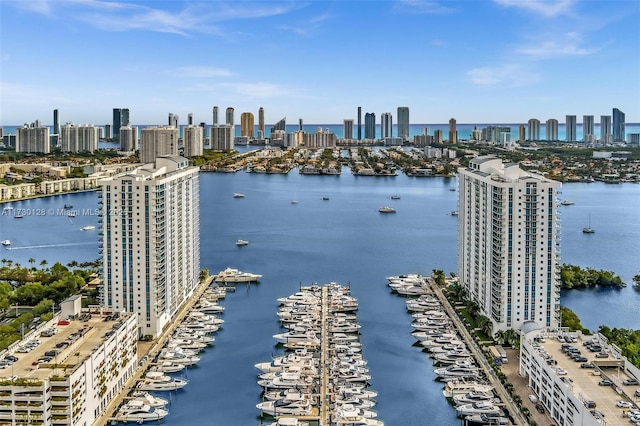 bird's eye view featuring a water view