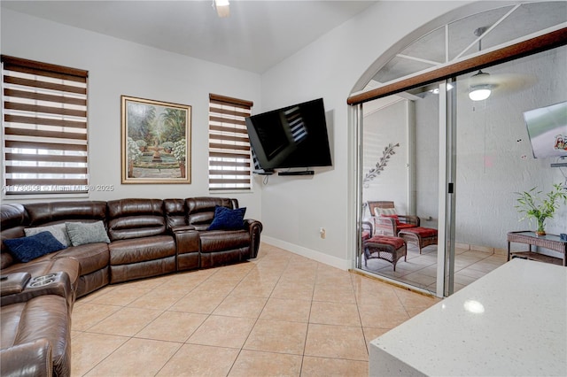 view of tiled living room