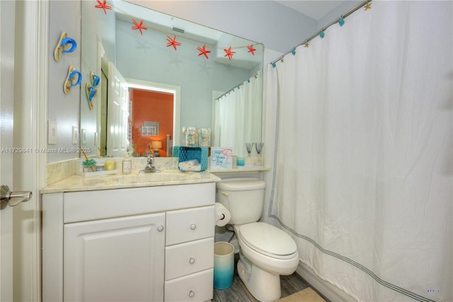 bathroom with toilet and vanity