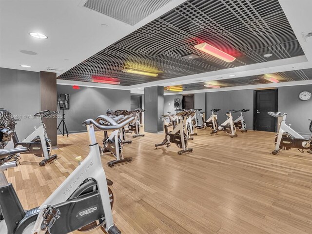 3201 NE 183rd St Unit 1207, Aventura, FL 33160 - gym with wood finished floors