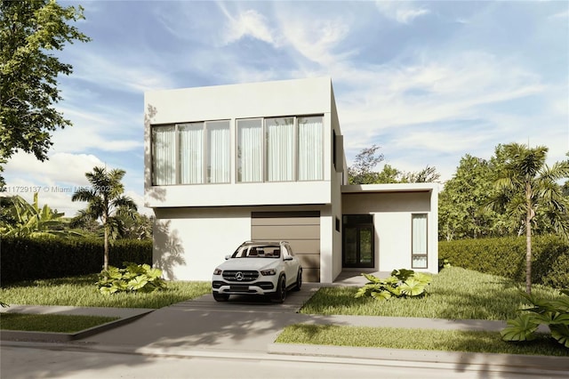 2606 SW 19th St, Miami, FL 33145 - modern home featuring stucco siding, driveway, and a balcony