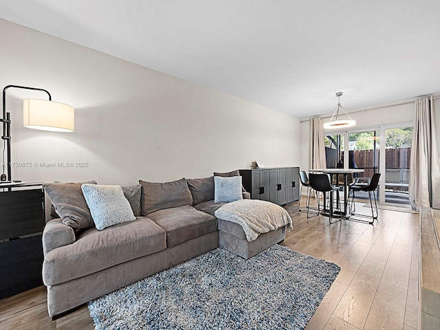 living room featuring light wood-type flooring