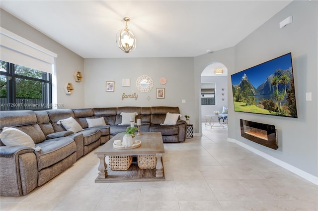 view of tiled living room