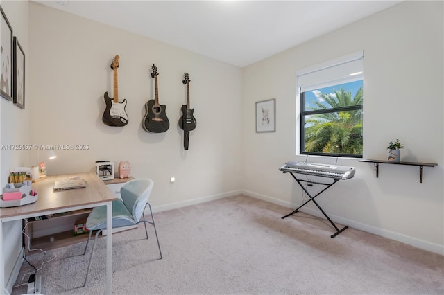 view of carpeted home office