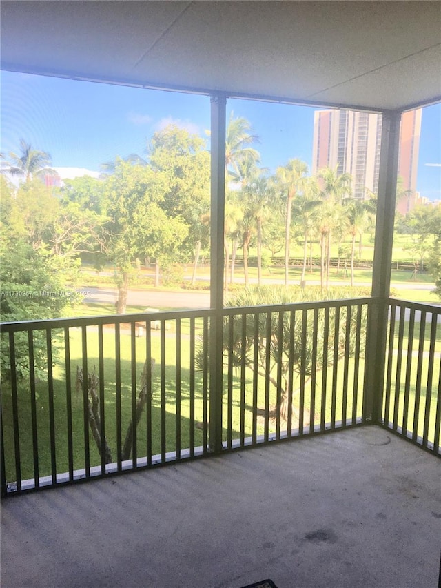 view of unfurnished sunroom