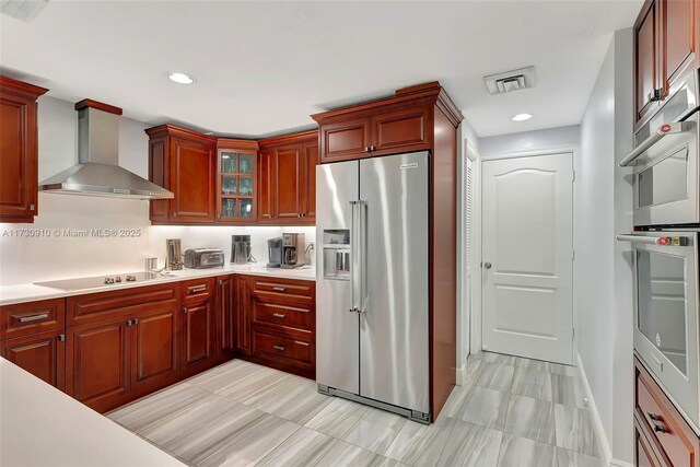 interior space with dark tile patterned flooring and french doors