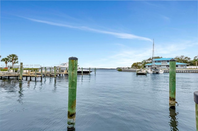 view of dock featuring a water view