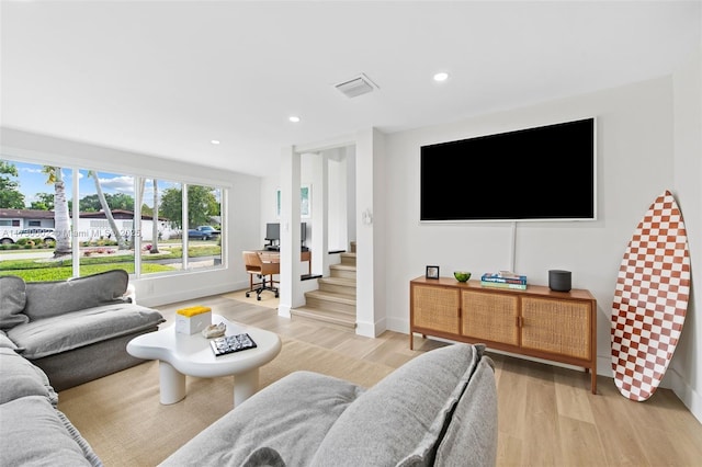 living room featuring light hardwood / wood-style floors