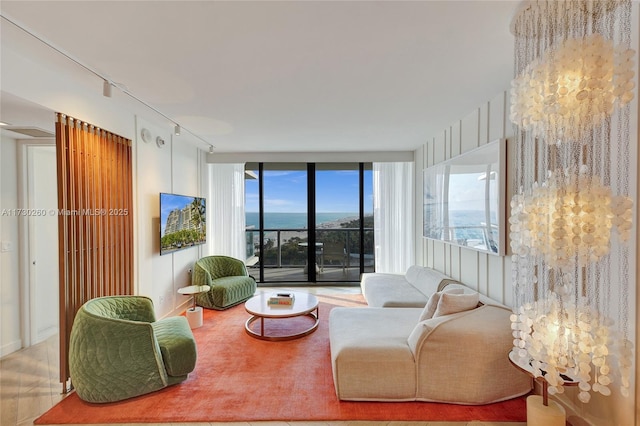 living room featuring expansive windows