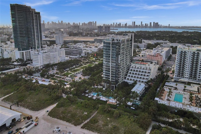 property's view of city with a water view