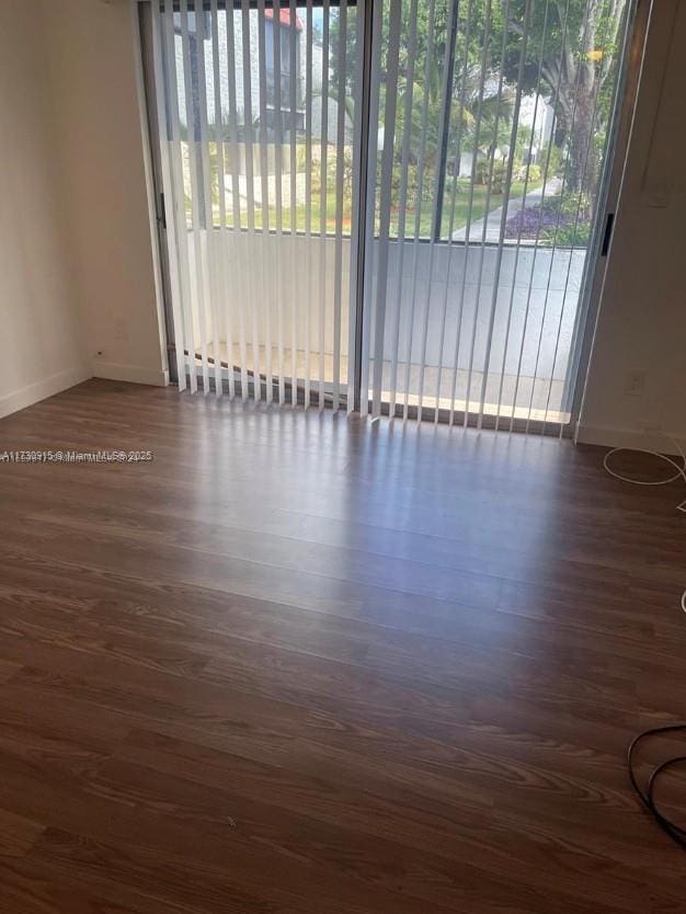 spare room with a wealth of natural light and dark hardwood / wood-style flooring