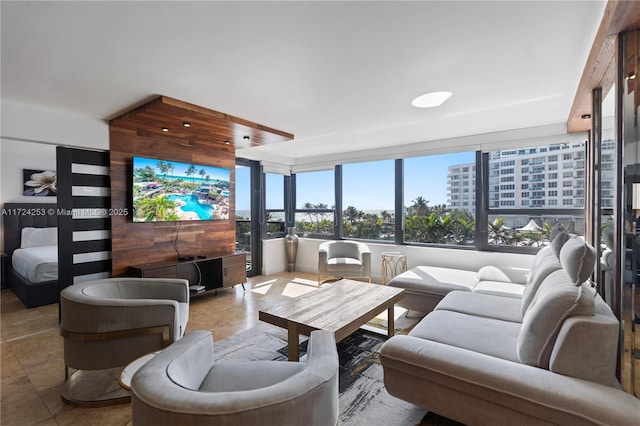 view of tiled living room