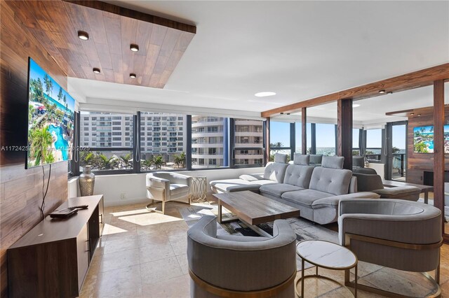 5225 Collins Ave Unit 501, Miami Beach, FL 33140 - living area with light tile patterned flooring