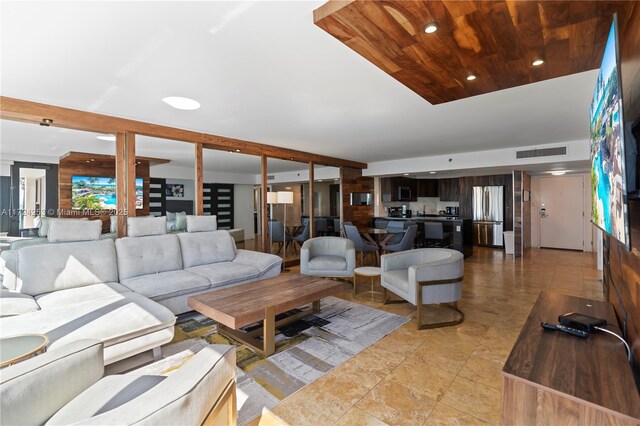 5225 Collins Ave Unit 501, Miami Beach, FL 33140 - living room featuring visible vents and recessed lighting