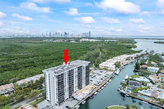 2500 NE 135th St Unit B206, North Miami, FL 33181 - drone / aerial view of city skyline and a nearby body of water