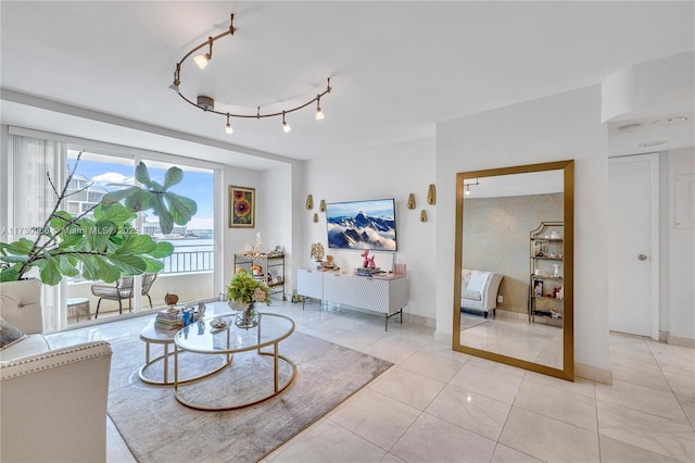 view of tiled living room