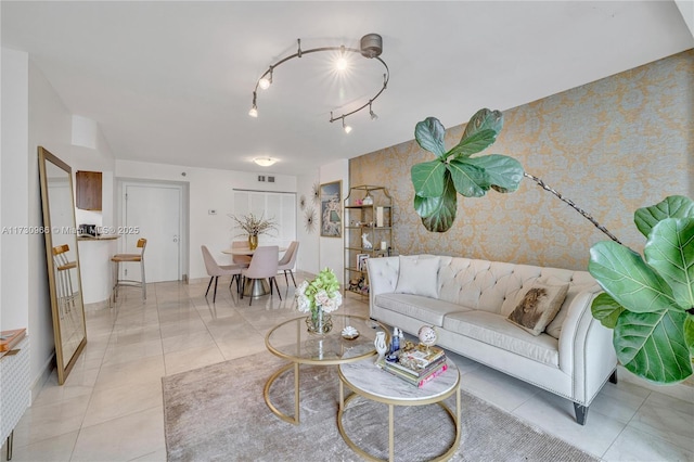 view of tiled living room