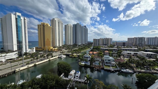 property's view of city with a water view