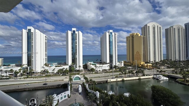 city view with a water view