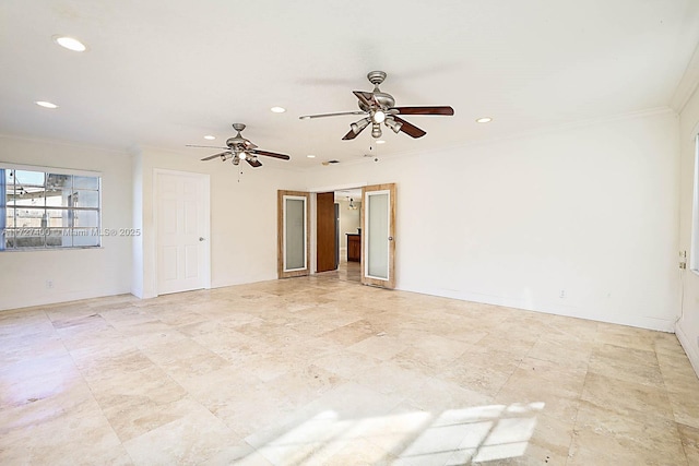 spare room featuring ornamental molding