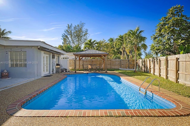 view of swimming pool with a gazebo