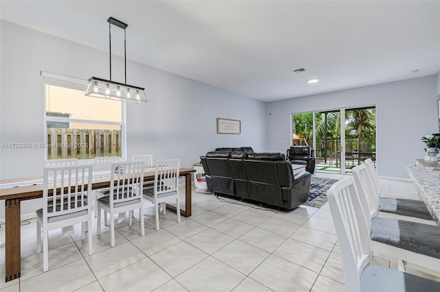 living room with light tile patterned floors