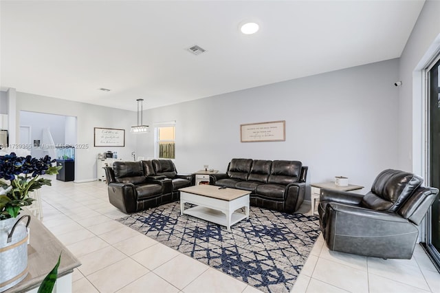 view of tiled living room