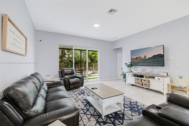 view of tiled living room