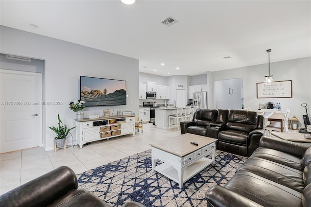 view of tiled living room