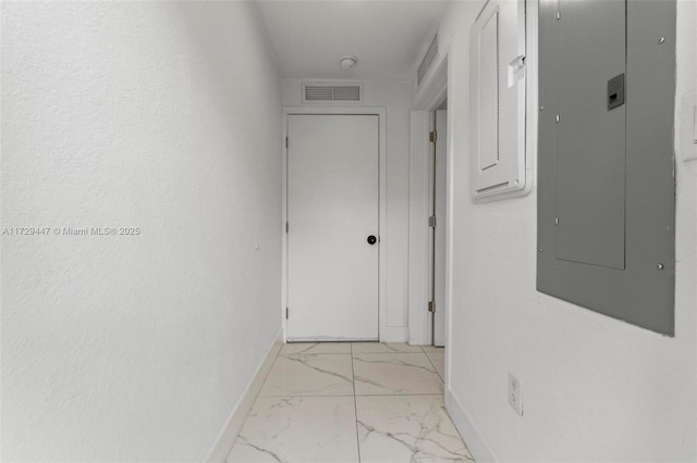 hallway with electric panel