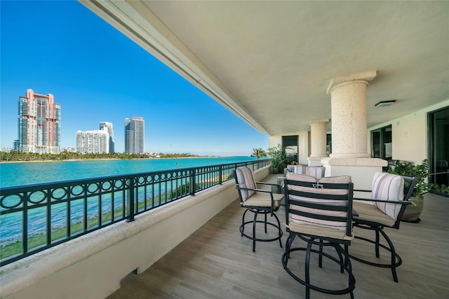 balcony with a water view