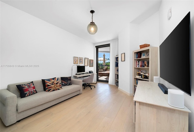 living room with light hardwood / wood-style floors