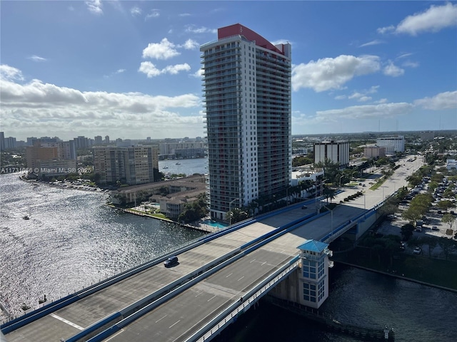 city view with a water view