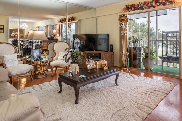 living room featuring hardwood / wood-style floors