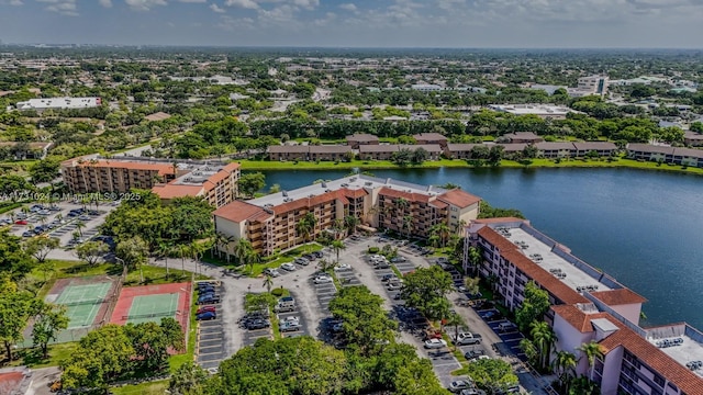 bird's eye view featuring a water view