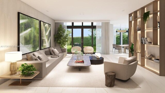 sunroom / solarium featuring french doors