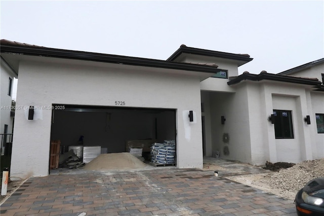 exterior space with a garage