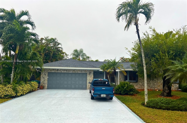 single story home with a garage